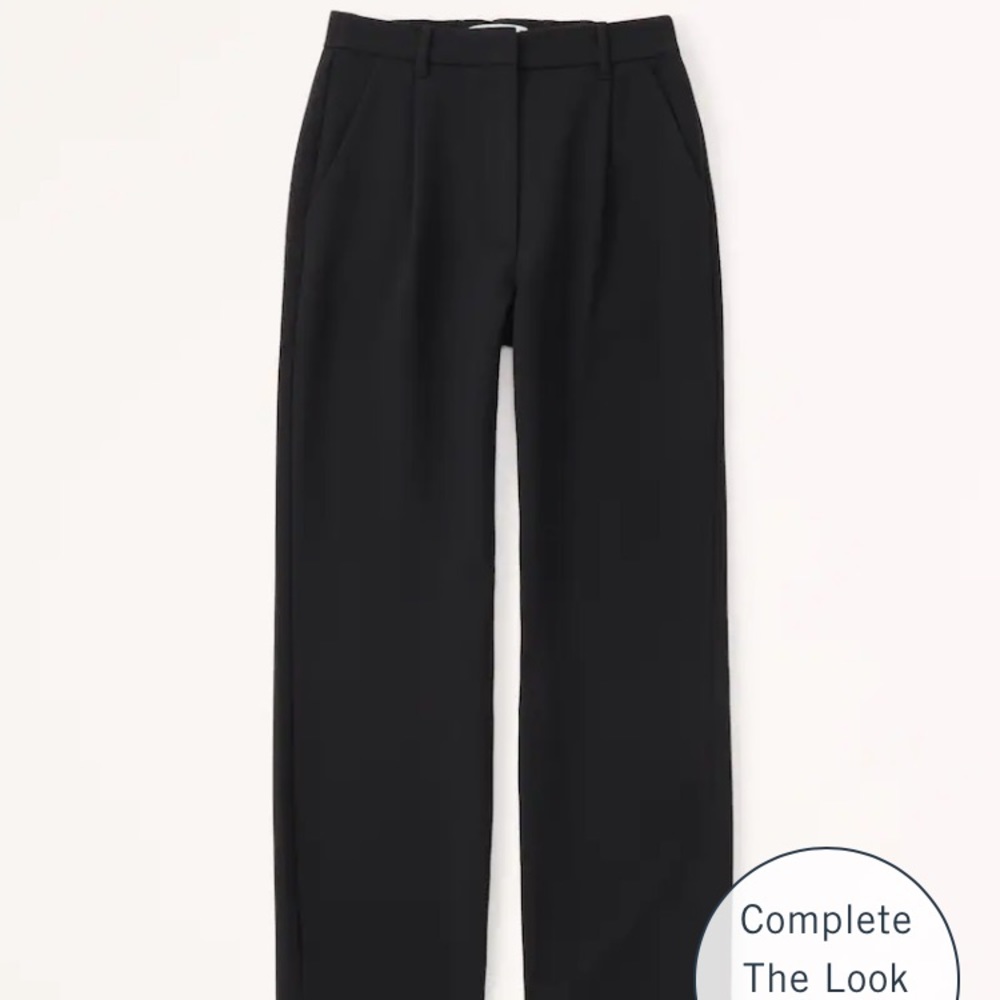 Abercrombie Tailored Relaxed Straight Pants in Black 4L